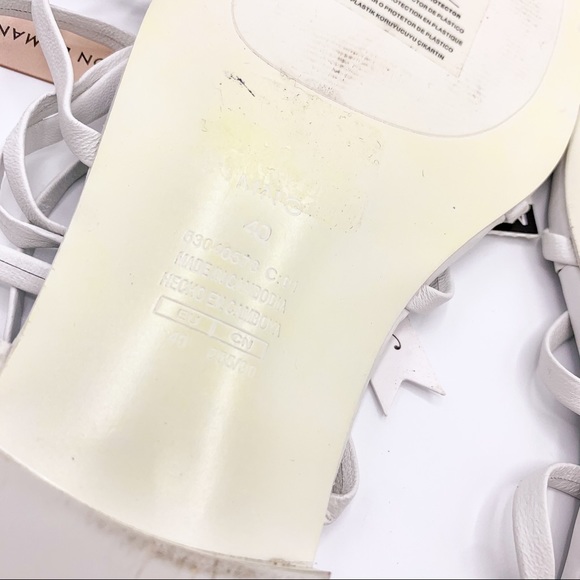 Mango White Square Toe Lace Up Sandals - Picture 2 of 6